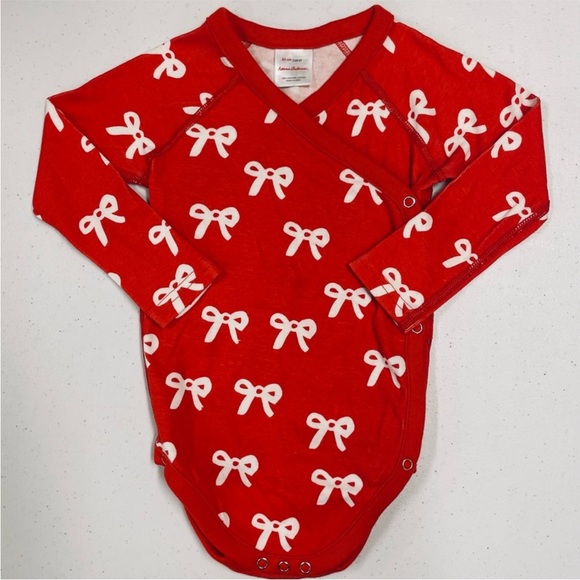 Hanna Andersson Other - Hanna Andersson Side Snap Bodysuit Girls 2T 85 cm Kimono Holiday Bows Organic